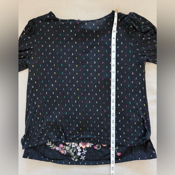 Anthropologie One September Black Blanche Floral Embroidered Top - Picture 5 of 7